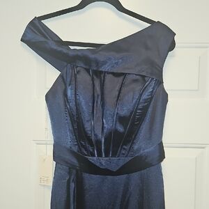 Elegant Navy One-Shoulder Dress